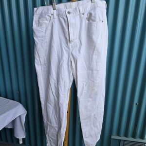 Uniqlo White Cotton Blend Jeans